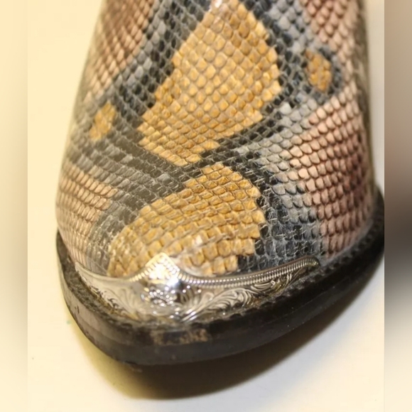 JEFFREY CAMPBELL Cromwell Snakeprint Leather Heeled Ankle Boots Size 8. EUC - Picture 3 of 16